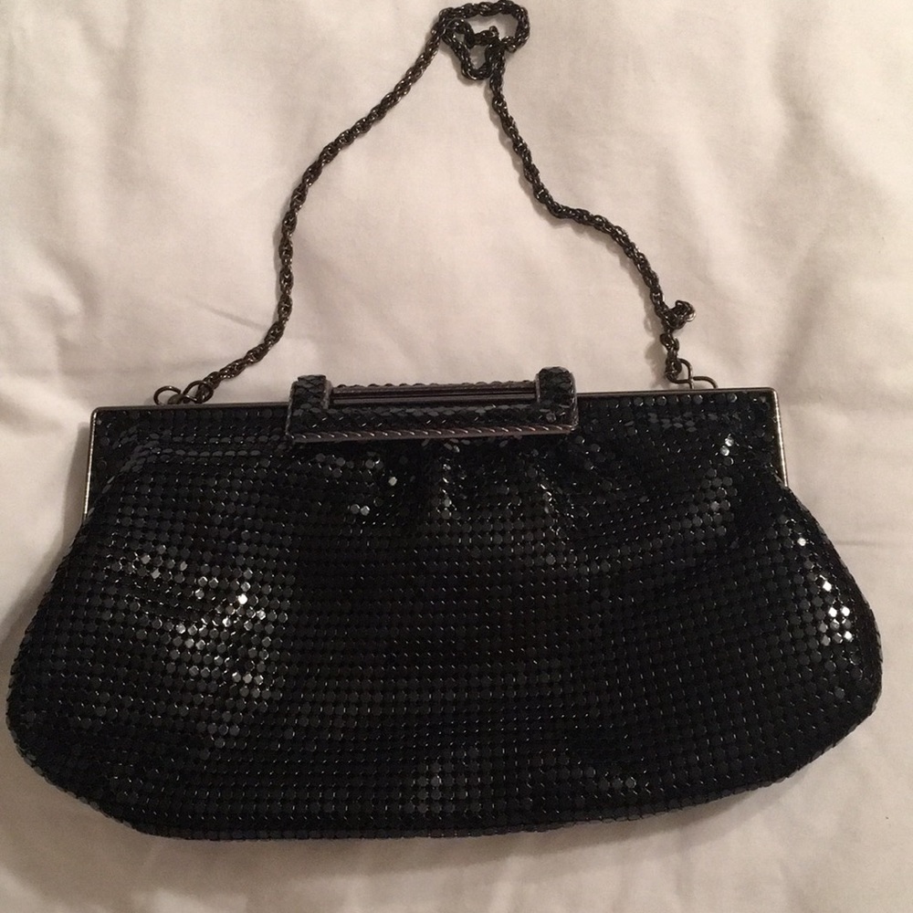 Small black mesh evening bag